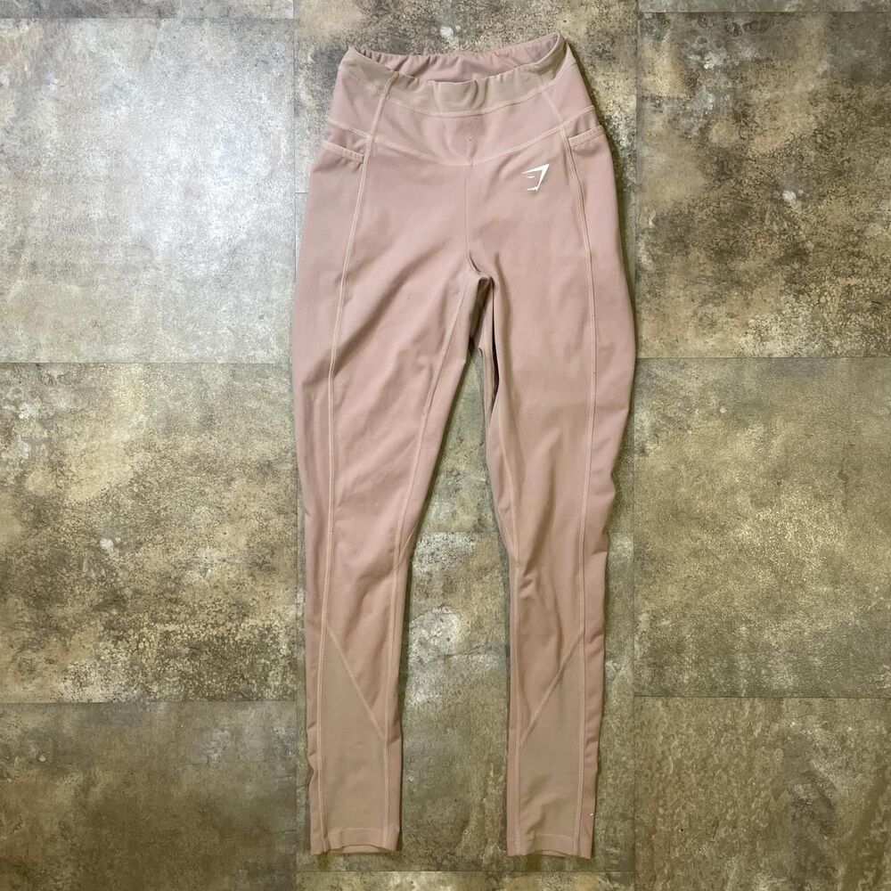 gymshark light pink nude full length pocket leggings mesh size extra small